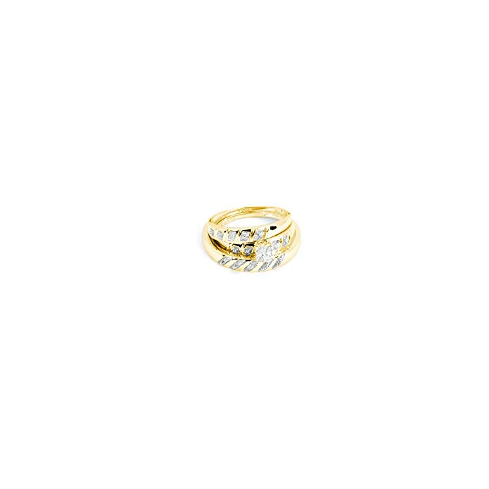 10K Yellow Gold Round Cut Diamond Engagement Wedding Ring Trio Set .08 Cttw