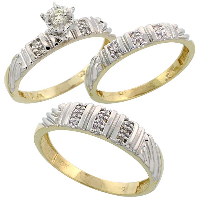 10k Yellow Gold Diamond Engagement Ring Women 1/8inch wide