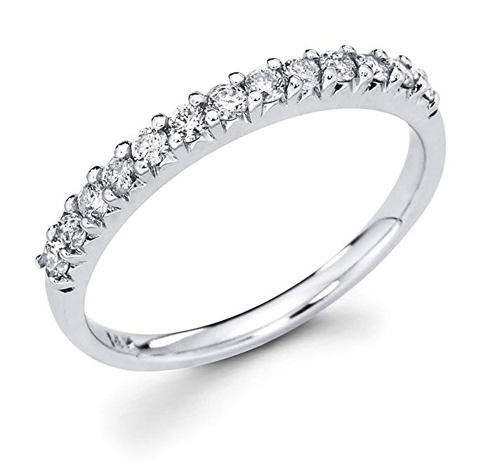 14k White Gold Channel Set 13 Round Diamond Wedding Anniversary 2.3mm Ring Band (3/8 cttw, G-H Color, I1 Clarity)