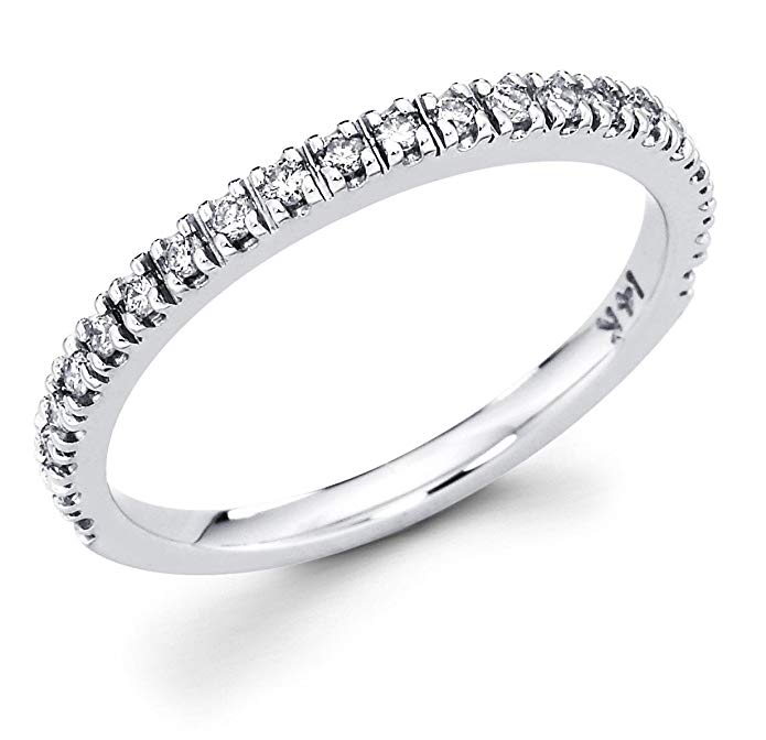 14k White Gold Channel Set 22 Round Diamond Wedding Anniversary 2mm Ring Band (1/4 cttw, G-H Color, I1 Clarity)