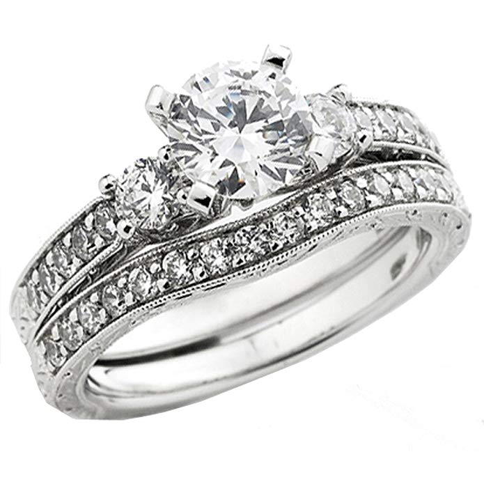 0.75 Carat (Ctw) 14k White Gold Round Diamond Bridal Engagement Ring Semi Mount Set (No Center Stone)