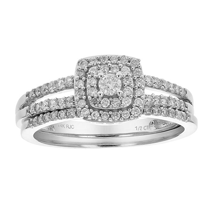1/2 CT Diamond Wedding Engagement Ring Set 14K Gold