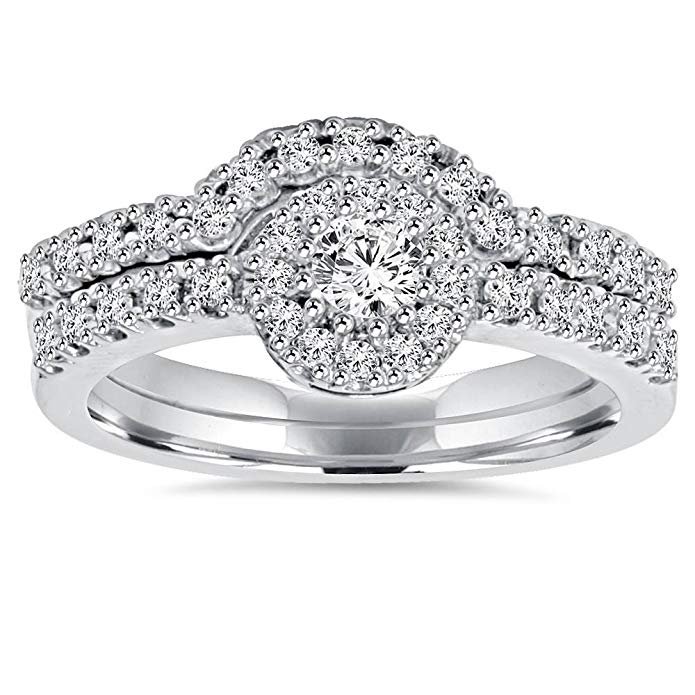 1ct Diamond Engagement Matching Wedding Ring 14K Set